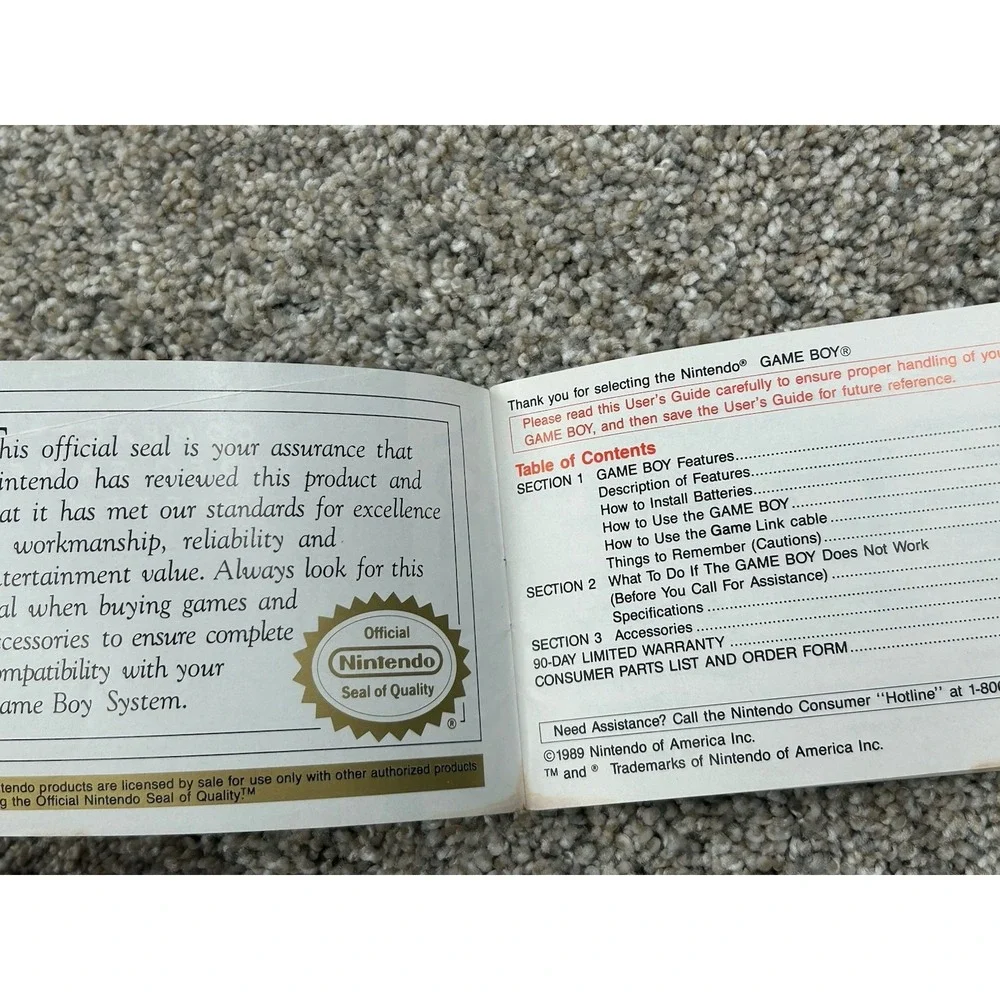 Gameboy Owners Manual DMG-GB-USA-1 Compact Video Game System